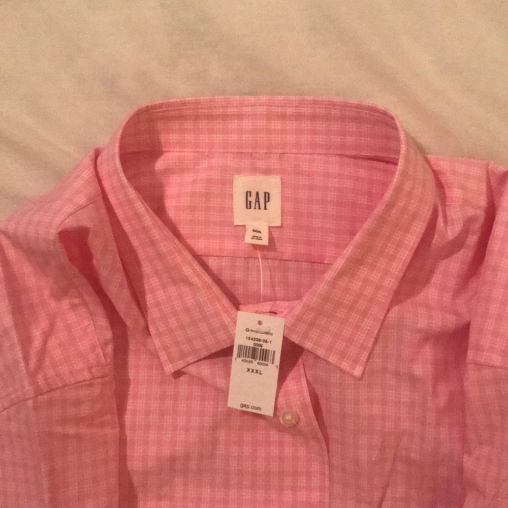 GAP Long Sleeve Pink Plaid Button Diwn